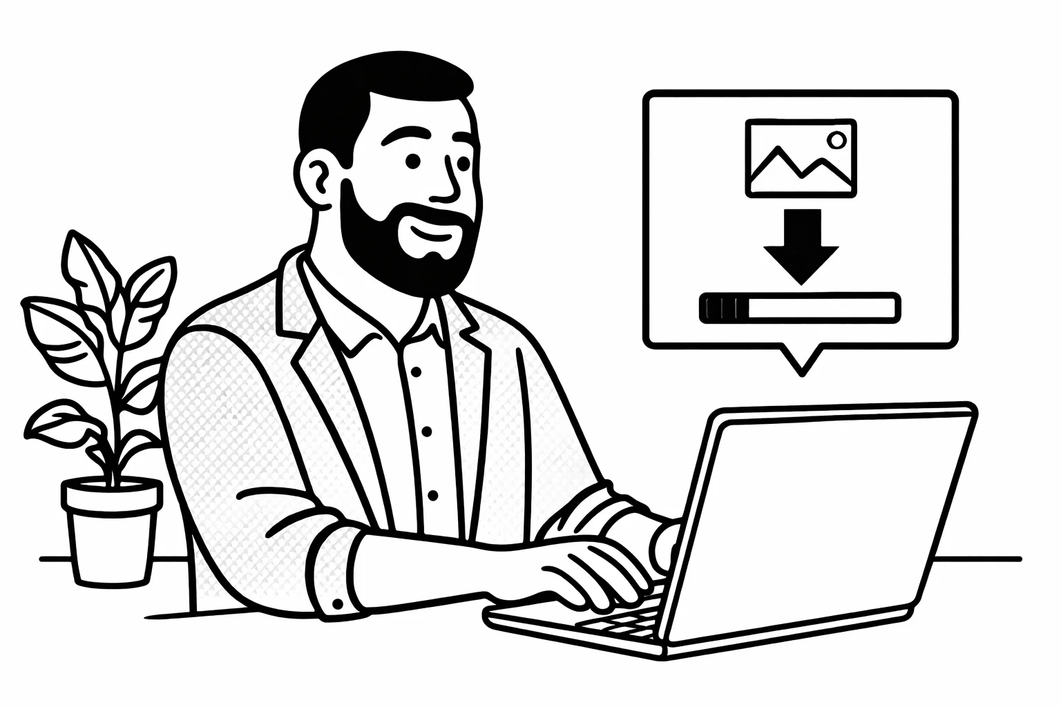 素材をダウンロードする社長