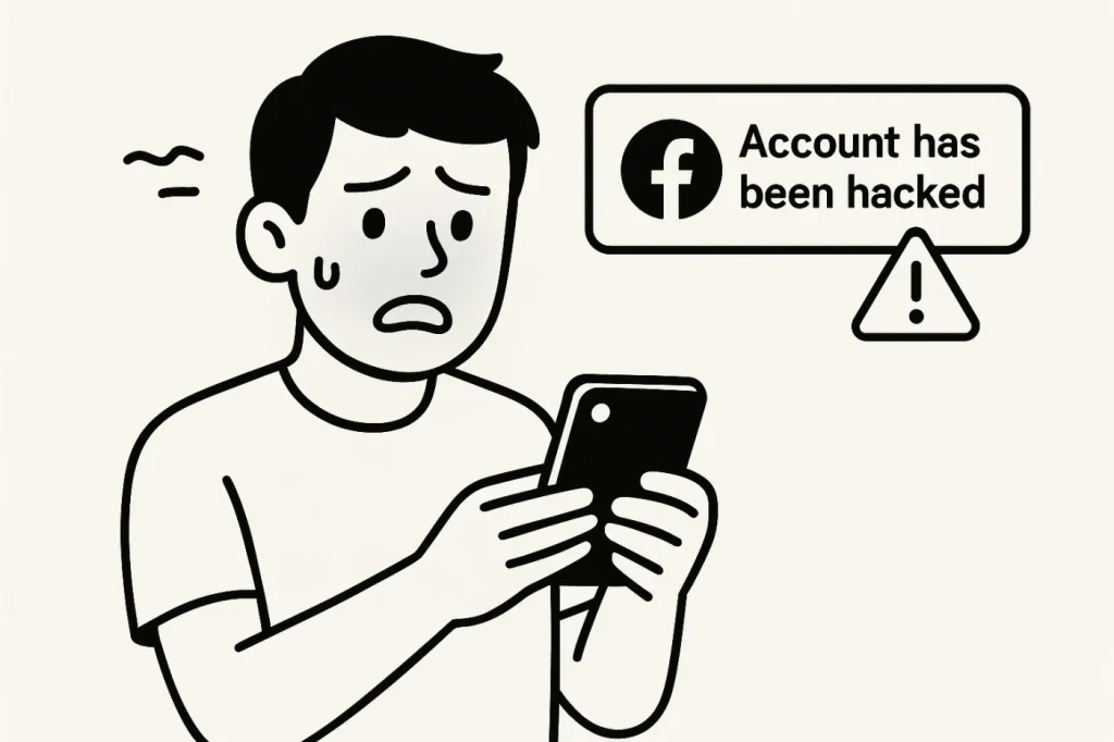 acebookの乗っ取りの被害にあった青ざめた男性